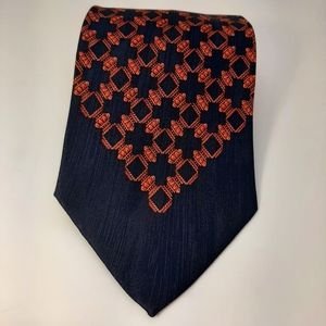 Angelino Italy 100% Silk Orange & Black Cross & Diamond Neck Tie